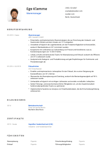 Lebenslauf-Vorlage für Warenmanager*in #1