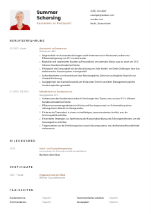 Lebenslauf-Vorlage für Kassierer*in Restaurant #1