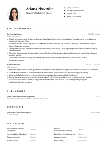 Lebenslauf-Muster für Servicemitarbeiter*in Kasse