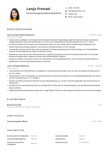 Lebenslauf-Muster für Versicherungsvertriebsmitarbeiter*in