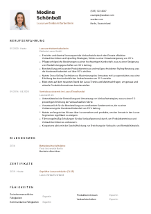 Lebenslauf-Vorlage für Luxusvertriebsmitarbeiter*in #1