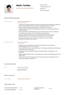 Lebenslauf-Vorlage für Medizinvertriebsmitarbeiter*in #1