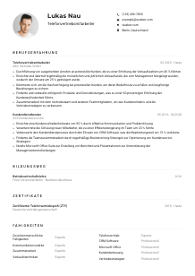 Lebenslauf-Muster für Telefonvertriebsmitarbeiter*in
