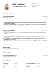 Lebenslauf-Muster für Verwaltungsfachkraft Vertrieb
