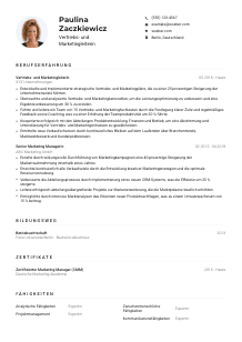 Lebenslauf-Muster für Vertriebs- und Marketingleiter*in