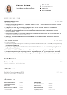 Lebenslauf-Muster für Vertriebspersonalbeschaffer*in
