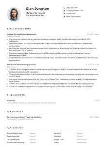 Lebenslauf-Muster für Manager*in für visuelle Warenpräsentation