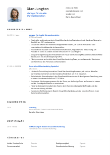 Lebenslauf-Vorlage für Manager*in für visuelle Warenpräsentation #1