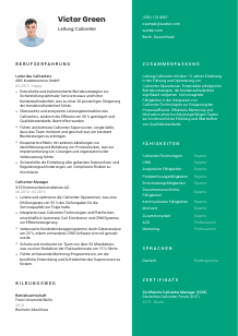 Lebenslauf-Vorlage für Leitung Callcenter #2