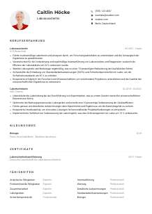 Lebenslauf-Muster für Laborassistent*in