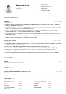 Lebenslauf-Muster für Laborleiter*in