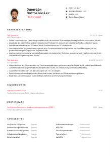Lebenslauf-Vorlage für F&E-Generalist*in #1