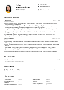 Lebenslauf-Muster für F&E-Spezialist*in