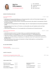 Lebenslauf-Vorlage für Forschungsassistent*in #1