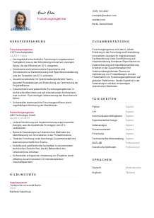 Lebenslauf-Vorlage für Forschungsingenieur*in #2