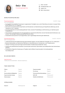 Lebenslauf-Vorlage für Forschungsingenieur*in #1