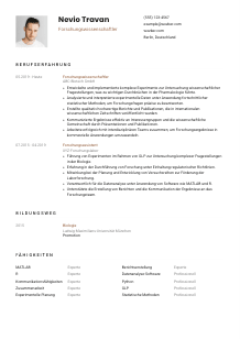 Lebenslauf-Vorlage für Forschungswissenschaftler*in #1