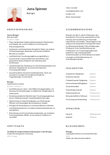 Lebenslauf-Vorlage für Biolog*in #1