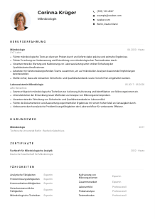 Lebenslauf-Muster für Mikrobiolog*in