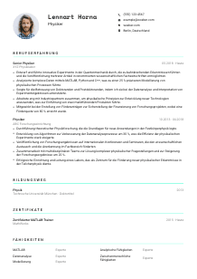 Lebenslauf-Vorlage für Physiker*in #3