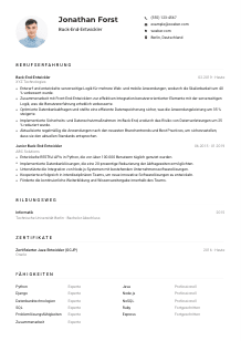 Lebenslauf-Muster für Back-End-Entwickler*in