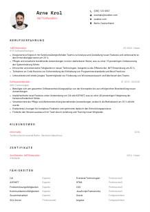Lebenslauf-Vorlage für .NET-Entwickler*in #1