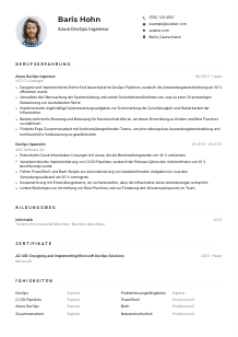 Lebenslauf-Muster für Azure DevOps Ingenieur*in