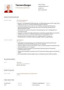 Lebenslauf-Vorlage für GCP DevOps Ingenieur*in #1