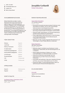 Lebenslauf-Vorlage für Ember Entwickler*in #3