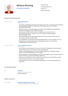 Lebenslauf-Vorlage für Frontend Entwickler*in #1