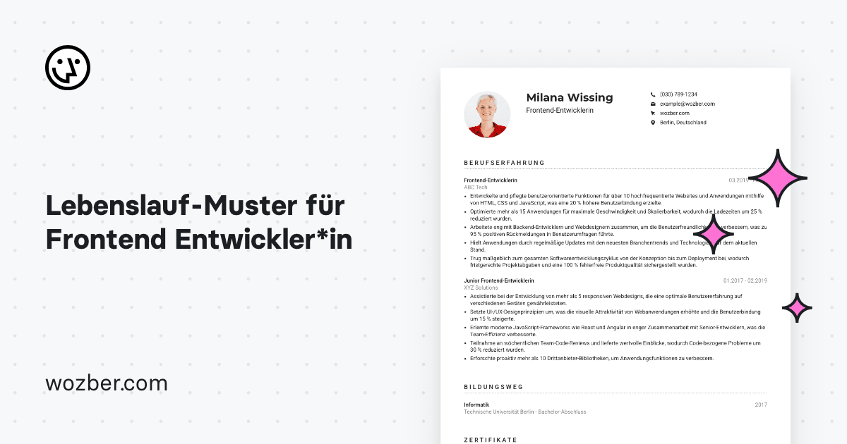 Lebenslauf-Muster für Frontend Entwickler*in