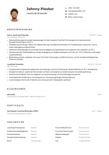 Lebenslauf-Muster für JavaScript Entwickler*in