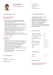 Lebenslauf-Vorlage für JavaScript Entwickler*in #2