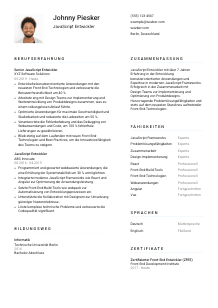 Lebenslauf-Vorlage für JavaScript Entwickler*in #1
