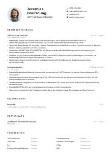 Lebenslauf-Muster für .NET Full-Stack-Entwickler*in