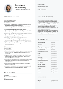Lebenslauf-Vorlage für .NET Full-Stack-Entwickler*in #2