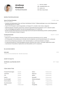 Lebenslauf-Muster für Full-Stack-Entwickler*in