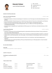 Lebenslauf-Muster für Java Full-Stack-Entwickler*in