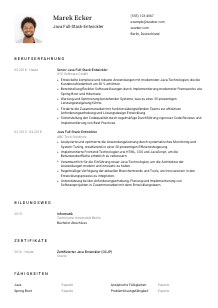 Lebenslauf-Vorlage für Java Full-Stack-Entwickler*in #1