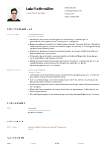 Lebenslauf-Vorlage für Java-Webentwickler*in #1