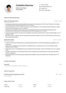 Lebenslauf-Muster für Python Full-Stack-Entwickler*in