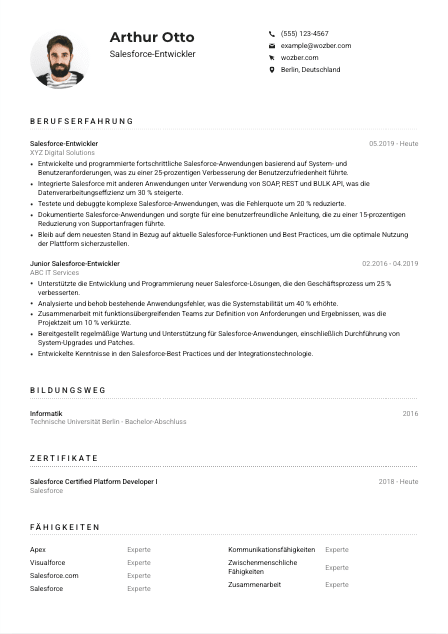 Lebenslauf-Muster für Salesforce-Entwickler*in