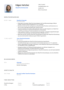 Lebenslauf-Vorlage für SharePoint-Entwickler*in #1