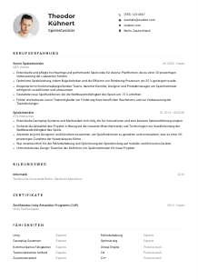 Lebenslauf-Muster für Spielentwickler*in
