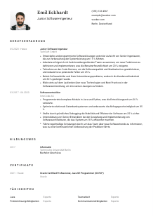 Lebenslauf-Vorlage für Junior Software-Ingenieur*in #1