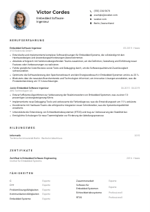 Lebenslauf-Muster für Embedded Software-Ingenieur*in
