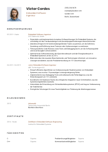 Lebenslauf-Vorlage für Embedded Software-Ingenieur*in #1