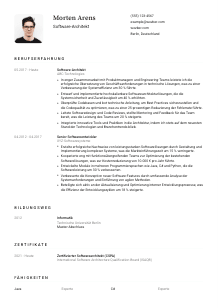 Lebenslauf-Vorlage für Software-Architekt*in #1
