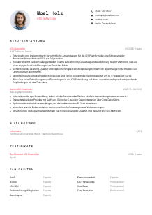 Lebenslauf-Vorlage für iOS Entwickler*in #1