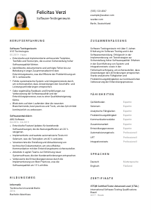 Lebenslauf-Vorlage für Software-Testingenieur*in #1